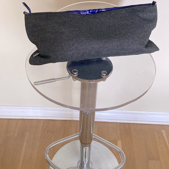 Lollipops  brand denim and vinyl blue clutch. Sweet heart logo zip pulls. - Picture 2 of 4